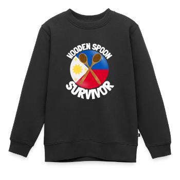 J’ai survécu à la cuillère de bois - Parenting - Sweat Premium enfant bio - noir - Devant - AI Model Kid Female (0cm)