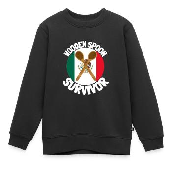 J’ai survécu à la cuillère de bois - Parenting - Sweat Premium enfant bio - noir - Devant - AI Model Kid Female (0cm)