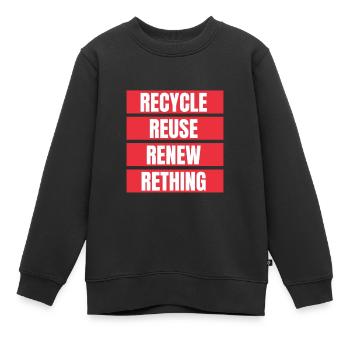 Recycle Réutiliser Renew Rethink Wind Turbine - Wind - Sweat Premium enfant bio - noir - Devant - AI Model Kid Female (0cm)