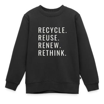 Recycle Réutiliser Renew Rethink Wind Turbine - Wind - Sweat Premium enfant bio - noir - Devant - AI Model Kid Female (0cm)