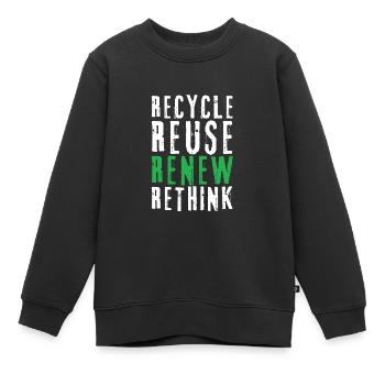 Recycle Réutiliser Renew Rethink Wind Turbine - Wind - Sweat Premium enfant bio - noir - Devant - AI Model Kid Female (0cm)