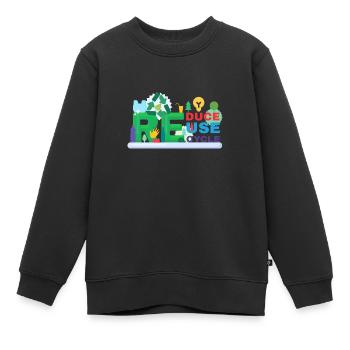 Recycle Réutiliser Renew Rethink Wind Turbine - Wind - Sweat Premium enfant bio - noir - Devant - AI Model Kid Female (0cm)
