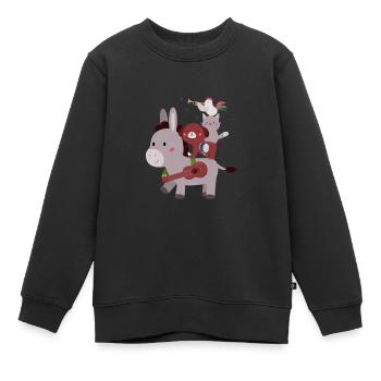 Bremen Town Musicians - Kinder Premium Organic Sweatshirt - Schwarz - Vorne - AI Model Kid Female (0cm)
