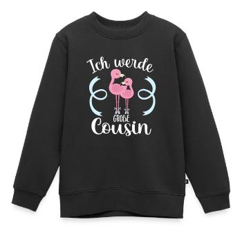 Bald Cousine Baby Flamingo Ich werde große Cousine - Kinder Premium Organic Sweatshirt - Schwarz - Vorne - AI Model Kid Female (0cm)