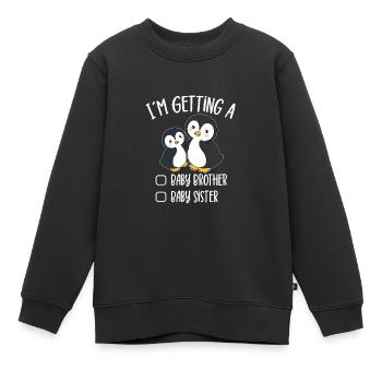 Getting Baby Brother Baby Sister Pinguin - Kinder Premium Organic Sweatshirt - Schwarz - Vorne - AI Model Kid Female (0cm)