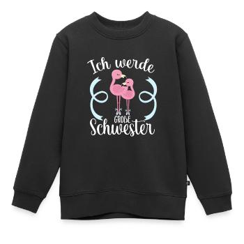 Je vais grande sœur jolie fille flamant rose - Sweat Premium enfant bio - noir - Devant - AI Model Kid Female (0cm)