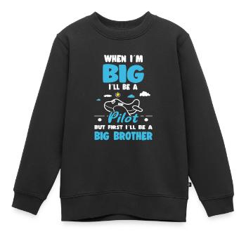 Quand je serai grand, je serai pilote, mais d’abord - Sweat Premium enfant bio - noir - Devant - AI Model Kid Female (0cm)
