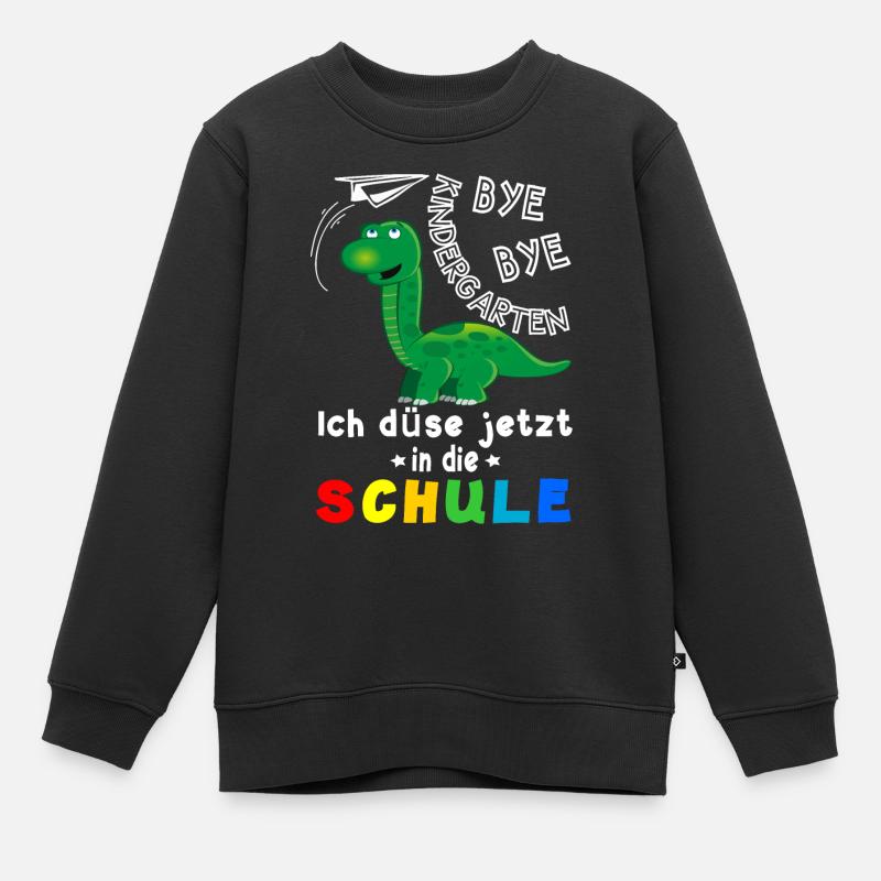 Bye Bye, je vais à l’école, Dino en avion - Sweat Premium enfant bio - noir