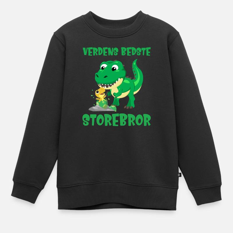 Verdens bedste storebror bror dinosaurus dino gave - Premium børne sweatshirt økologisk - sort