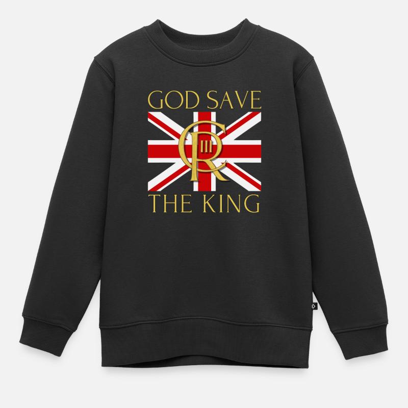 Couronnement du roi britannique Charles Angleterre Drapeau - Sweat Premium enfant bio - noir