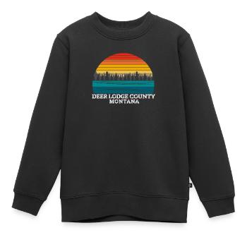Comté de Deer Lodge Montana - Sweat Premium enfant bio - noir - Devant - AI Model Kid Female (0cm)