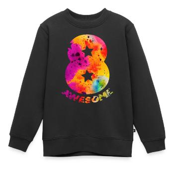 GÉNIAL 8ÈME ANNIVERSAIRE LICORNE 8 ANS - Sweat Premium enfant bio - noir - Devant - AI Model Kid Female (0cm)