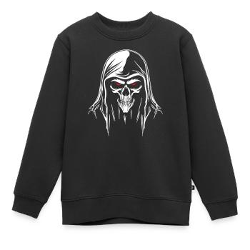 Tête de faucheuse sinistre - Sweat Premium enfant bio - noir - Devant - AI Model Kid Female (0cm)