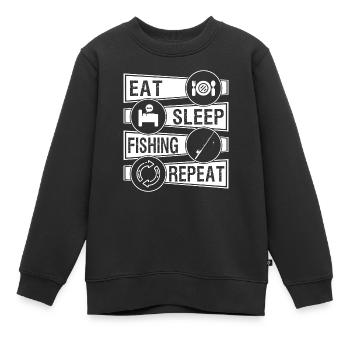 Angeln und ich - Kinder Premium Organic Sweatshirt - Schwarz - Vorne - AI Model Kid Female (0cm)