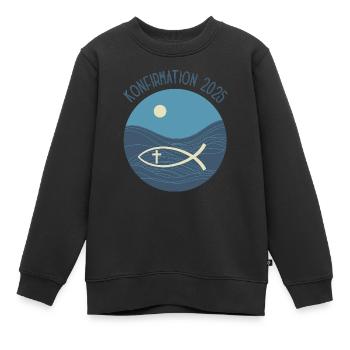 Konfirmation Fisch Christen Symbol Kirche Glaube - Kinder Premium Organic Sweatshirt - Schwarz - Vorne - AI Model Kid Female (0cm)