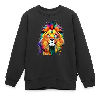 Lionsplash - Kinder Premium Organic Sweatshirt - Schwarz - Vorne - AI Model Kid Female (0cm)