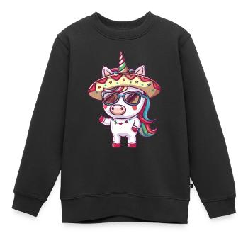Einhorn Lustig Sombrero - Kinder Premium Organic Sweatshirt - Schwarz - Vorne - AI Model Kid Female (0cm)
