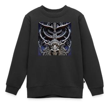 Minotaurus_Giger-Style - Kinder Premium Organic Sweatshirt - Schwarz - Vorne - AI Model Kid Female (0cm)