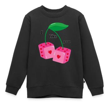 Je t’aime bien. - Sweat Premium enfant bio - noir - Devant - AI Model Kid Female (0cm)