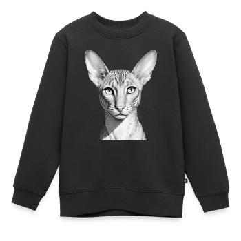 Lustige orientalische Kurzhaarkatze - Kinder Premium Organic Sweatshirt - Schwarz - Vorne - AI Model Kid Female (0cm)