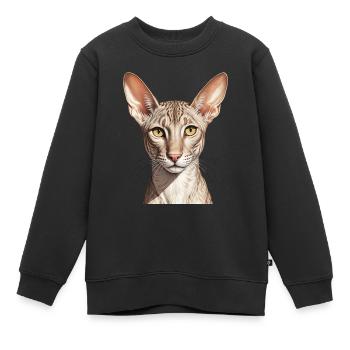 Coole orientalisch kurze Katze - Kinder Premium Organic Sweatshirt - Schwarz - Vorne - AI Model Kid Female (0cm)