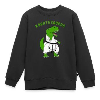 Dinosaure humour Karaté Karatesaurus Cadeau enfant - Sweat Premium enfant bio - noir - Devant - AI Model Kid Female (0cm)
