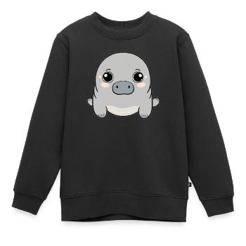 Liebenswerte Seekuh mit großen Augen - Kinder Premium Organic Sweatshirt - Schwarz - Vorne - AI Model Kid Female (0cm)