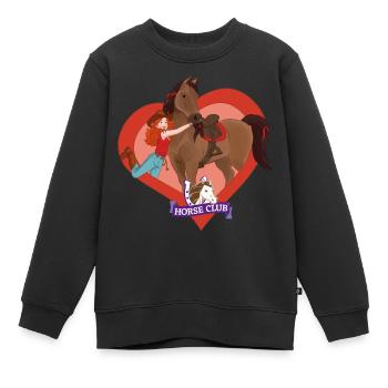 Schleich Horse Club Hannah & Cayenne Herzmotiv - Kinder Premium Organic Sweatshirt - Schwarz - Vorne - AI Model Kid Female (0cm)