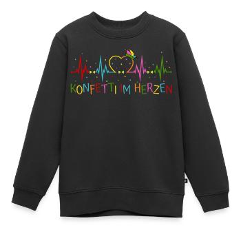 Fasching Herzschlag EKG Konfetti im Herzen Party - Kinder Premium Organic Sweatshirt - Schwarz - Vorne - AI Model Kid Female (0cm)