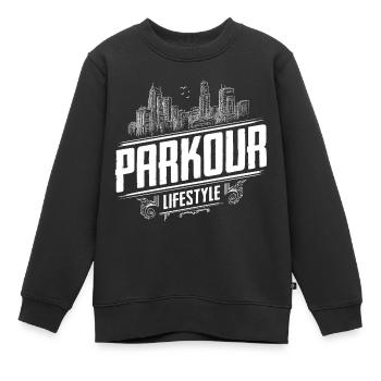 Parkour Lifestyle - Parkour Passion - Freerunning - Sweat Premium enfant bio - noir - Devant - AI Model Kid Female (0cm)
