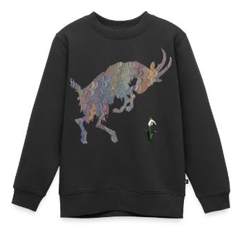 ziege mit schneeglöckchen e 49 - Kinder Premium Organic Sweatshirt - Schwarz - Vorne - AI Model Kid Female (0cm)