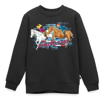 Bibi und Tina 'Überflieger' - Kinder Premium Organic Sweatshirt - Schwarz - Vorne - AI Model Kid Female (0cm)