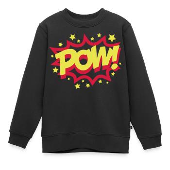 Pow (Explosion) - Sweat Premium enfant bio - noir - Devant - AI Model Kid Female (0cm)