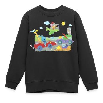 KiKANiNCHEN Kaninchen Fährt Autorennen - Kinder Premium Organic Sweatshirt - Schwarz - Vorne - AI Model Kid Female (0cm)