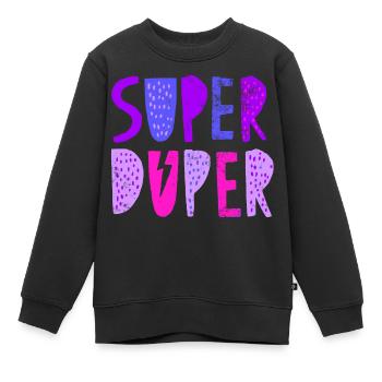 Super Duper - Kinder Premium Organic Sweatshirt - Schwarz - Vorne - AI Model Kid Female (0cm)