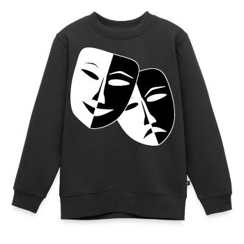 Masques / Comédie et tragédie / Drame - Sweat Premium enfant bio - noir - Devant - AI Model Kid Female (0cm)