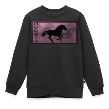 Cheval chevaux équitation poney équestre western chemise - Sweat Premium enfant bio - noir - Devant - AI Model Kid Female (0cm)