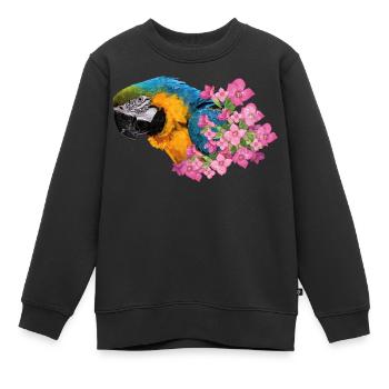 Blauer und gelber Ara - Kinder Premium Organic Sweatshirt - Schwarz - Vorne - AI Model Kid Female (0cm)