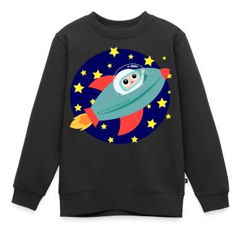 Rakete Astronaut Weltall - Kinder Premium Organic Sweatshirt - Schwarz - Vorne - AI Model Kid Female (0cm)