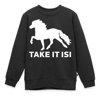 Prenez-le cadeau d'équitation islandais Isi - Sweat Premium enfant bio - noir - Devant - AI Model Kid Female (0cm)
