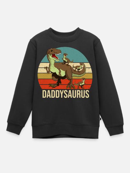 Daddy Dino Grafik - Kinder Premium Organic Sweatshirt - Schwarz