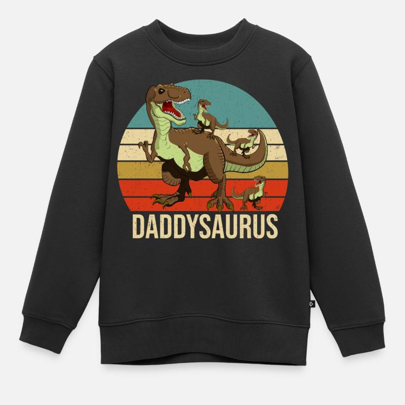 Daddy Dino Grafik - Kinder Premium Organic Sweatshirt - Schwarz