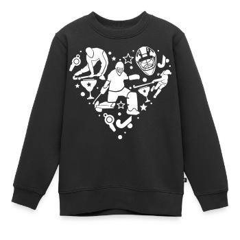 Collage Coeur de hockey - Sweat Premium enfant bio - noir - Devant - AI Model Kid Female (0cm)