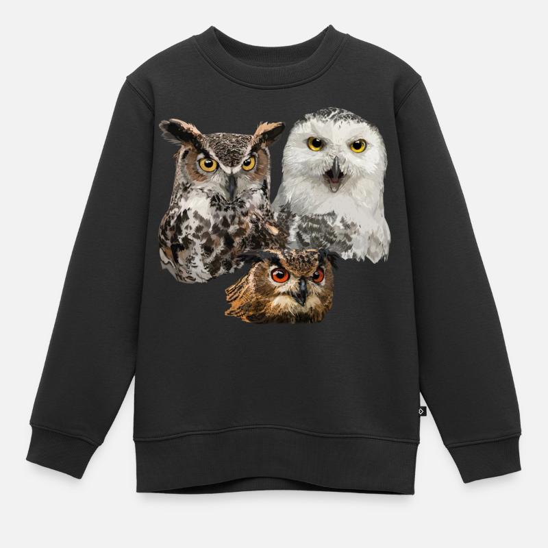Eulen - Kinder Premium Organic Sweatshirt - Schwarz