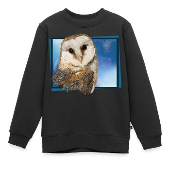Schleiereule - Kinder Premium Organic Sweatshirt - Schwarz - Vorne - AI Model Kid Female (0cm)
