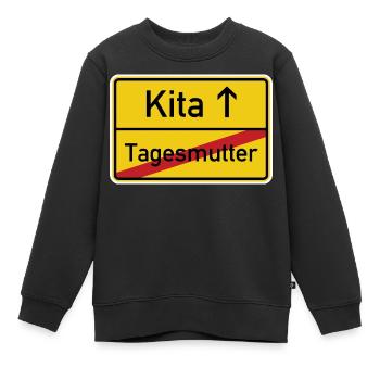 Ortsschild Tagesmutter Kita Abschied - Kinder Premium Organic Sweatshirt - Schwarz - Vorne - AI Model Kid Female (0cm)