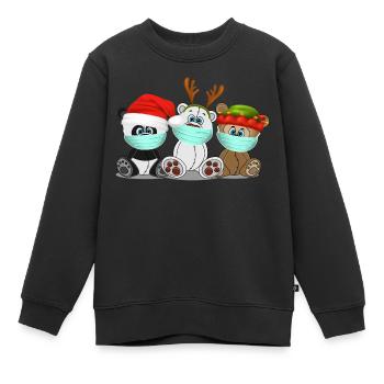 Xmas Grizzly Polar Panda Bären mit Mundschutz - Kinder Premium Organic Sweatshirt - Schwarz - Vorne - AI Model Kid Female (0cm)