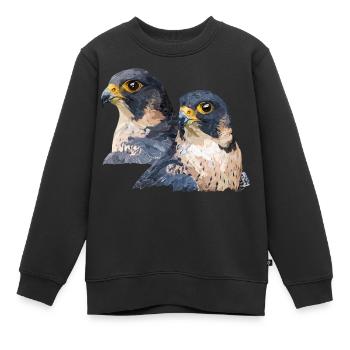 Le faucon pèlerin - Sweat Premium enfant bio - noir - Devant - AI Model Kid Female (0cm)
