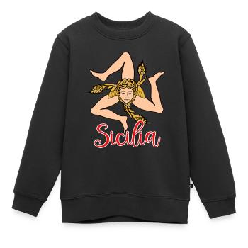 Sizilien Trinacria - Sizilianische Wurzeln - Kinder Premium Organic Sweatshirt - Schwarz - Vorne - AI Model Kid Female (0cm)