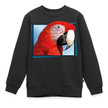 roter Ara - Kinder Premium Organic Sweatshirt - Schwarz - Vorne - AI Model Kid Female (0cm)
